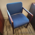Dark Blue Office Side Guest Chair w/ Wood Tone Frame